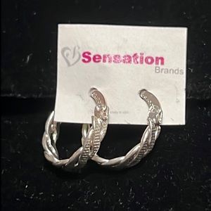 NWT Cracco Silver Plated braided hoops Penny size